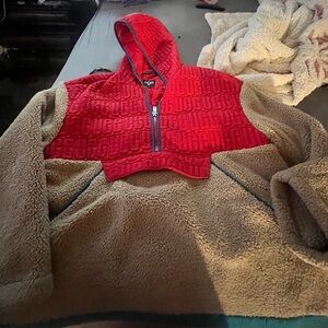 UGG red/teal/brown Sherpa hooded sweatshirt